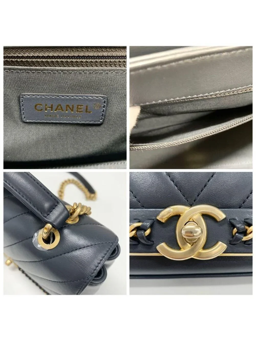 Chanel Chez Blanc CC Logo Stitch Turnlock Shoulder